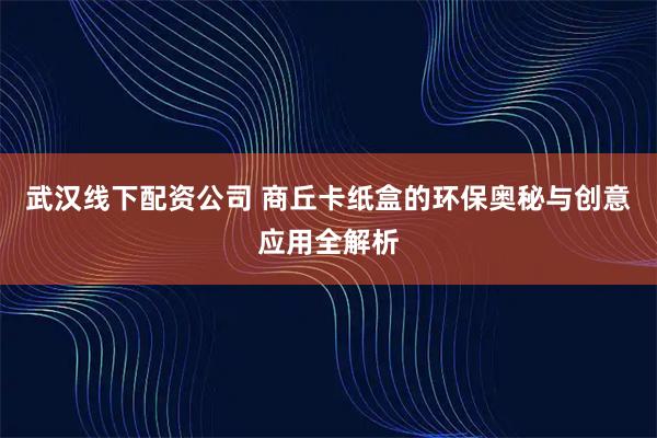 武汉线下配资公司 商丘卡纸盒的环保奥秘与创意应用全解析